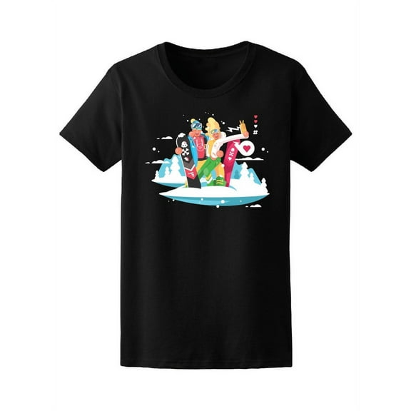 Couple Snowboarder On Ice T-Shirt Women -Image by Shutterstock, Female XX-Large