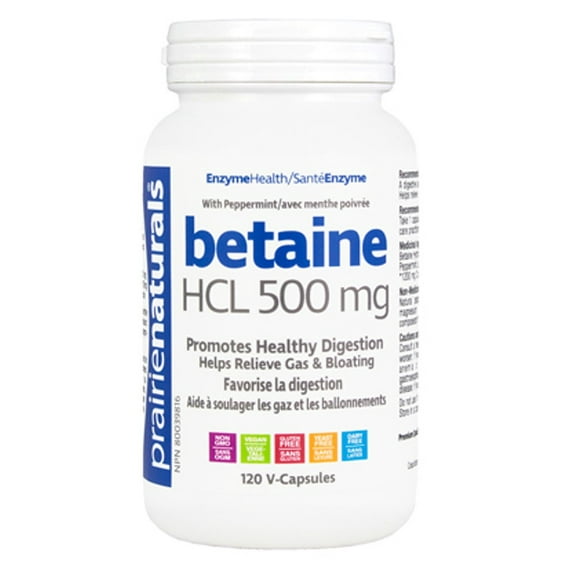 PRAIRIE NATURALS Betaine HCL (500 mg - 120 veg caps)