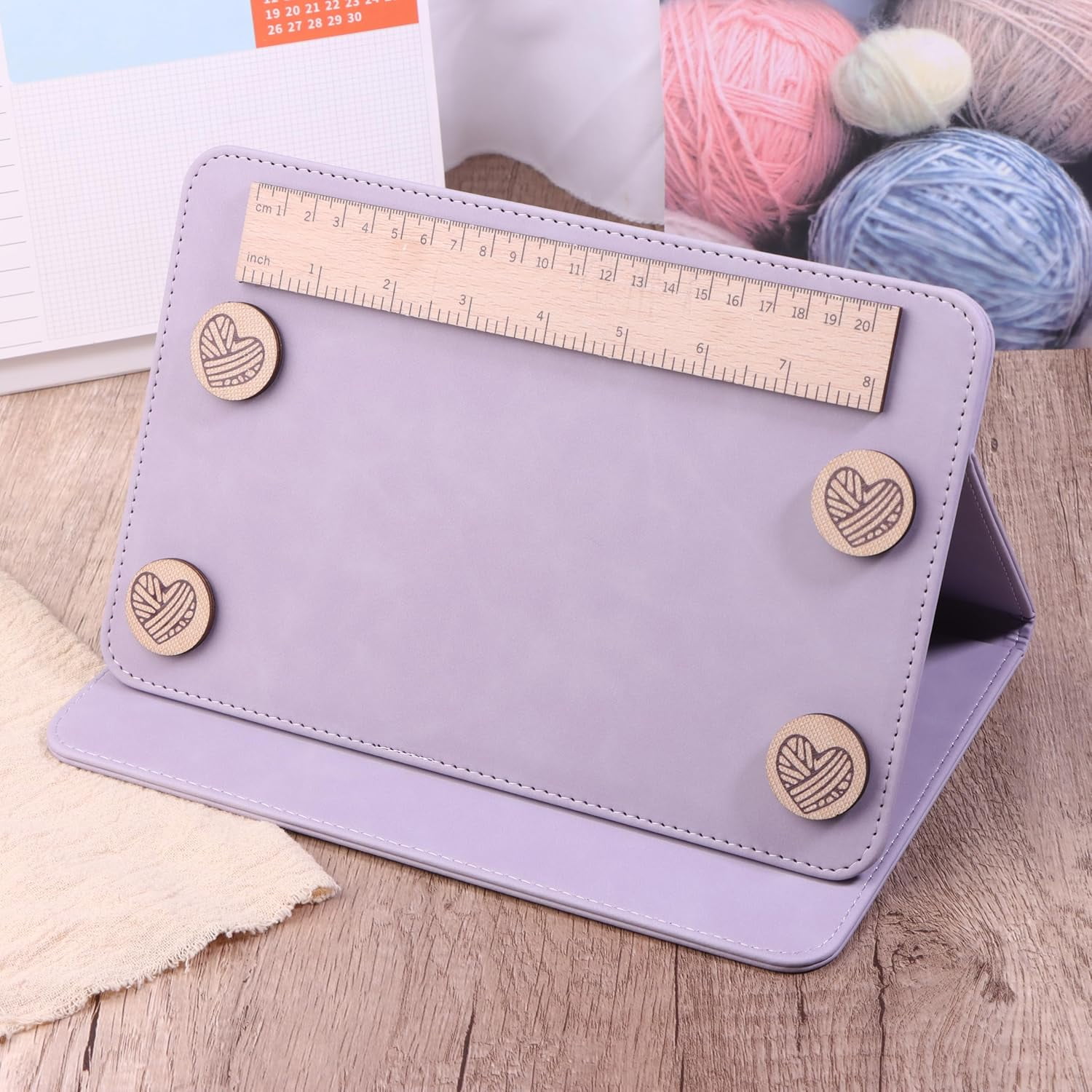 ABPETE Pattern Holder, Knitting Chart Holder, Accessories Knitting Pattern Holder Foldable Knitting Chart Keeper with Ruler for for Fixed Crochet Pattern on Knitting Pattern Holder (Purple)