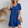 thumbnail image 5 of Casual Midi Dresses for Women Summer V-Neck Dress Solid Color Casual High Waisted Sleeveless Dress Lightweight Summer Vacation Beach Fashion Comfy Wear S-XXL, 5 of 8