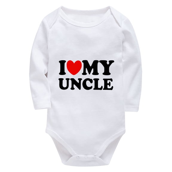 I Love My Uncle Take Home Outfit Long Sleeve Baby Girl New Born White Baby Onesie 0-3 Months Boy