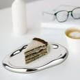 thumbnail image 7 of ABPETE Silver Tray Decorative Vanity Tray Bathroom Tray Jewelry Dish Ceramic Silver Round Plate Holder Makeup Tray Home Organizers Irregular Storage Plate Bathroom Organizer(Long), 7 of 7