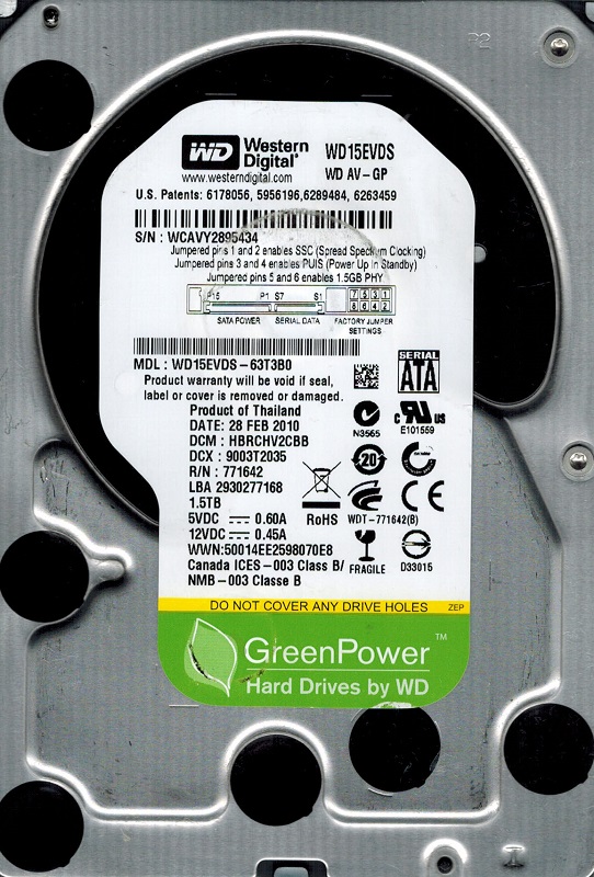 Wd15 Back Label Western Digital WD15EVDS-63T3B0 1.5TB DCM: HBRCHV2CBB - Walmart.com