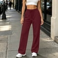thumbnail image 5 of Kctiaxy Sweatpants Women High Waisted Drawstring Solid Color Long Joggers Wide Leg Comfy Lightweight Open Bottom Sports Pants with Pockets, 5 of 8