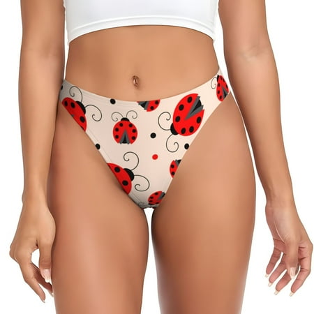 Sigee Red Ladybug for Women s G-String Panty  Low Rise  Soft Lace Perfect for Everyday Wear or Special Occasions-Small
