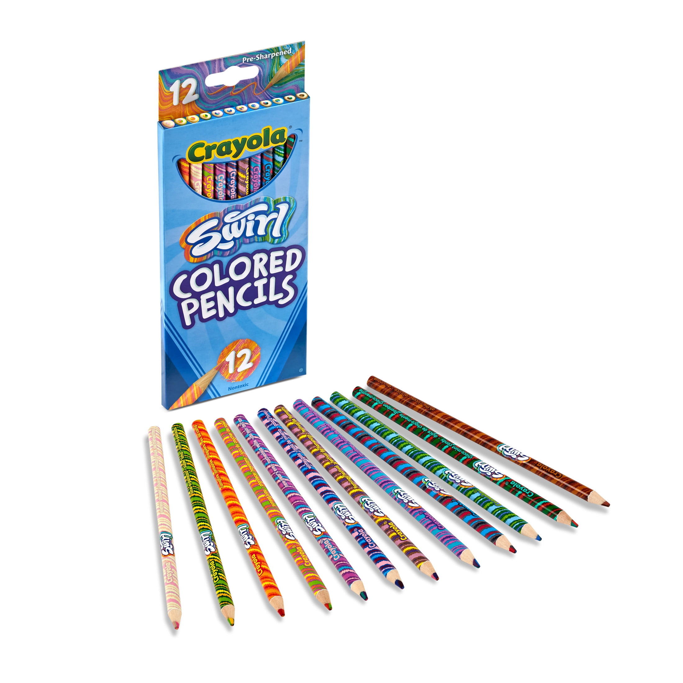 (2 pack) Crayola Swirl Colored Pencils, 12ct, Multicolored Rainbow Pencils, Back to School Supplies for Kids, Classroom Supplies for Teachers, Gifts for Educators, Ages 3+