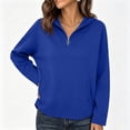 thumbnail image 2 of Lcziwo Womens Quarter Zip Pullover Long Sleeve Solid Casual Hoodies Oversized Y2K Fall Winter Fashion Sweatshirt with Pockets Blue,XXL, 2 of 7
