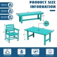 thumbnail image 4 of LOYALICE Outdoor Patio Dining Table Set, 6-Piece HDPE Patio Furniture Set with Umbrella Hole, Weather Resistant Table, 4 Wide Chairs and 2-Seat Bench，Peacock Blue, 4 of 5
