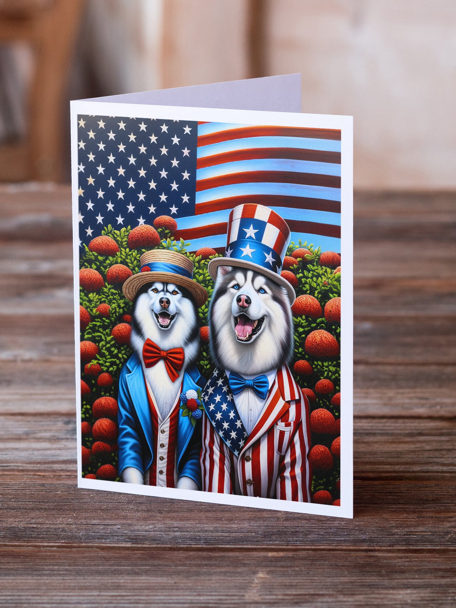 All American Siberian Husky Greeting Cards Pack of 8 7 in x 5 in