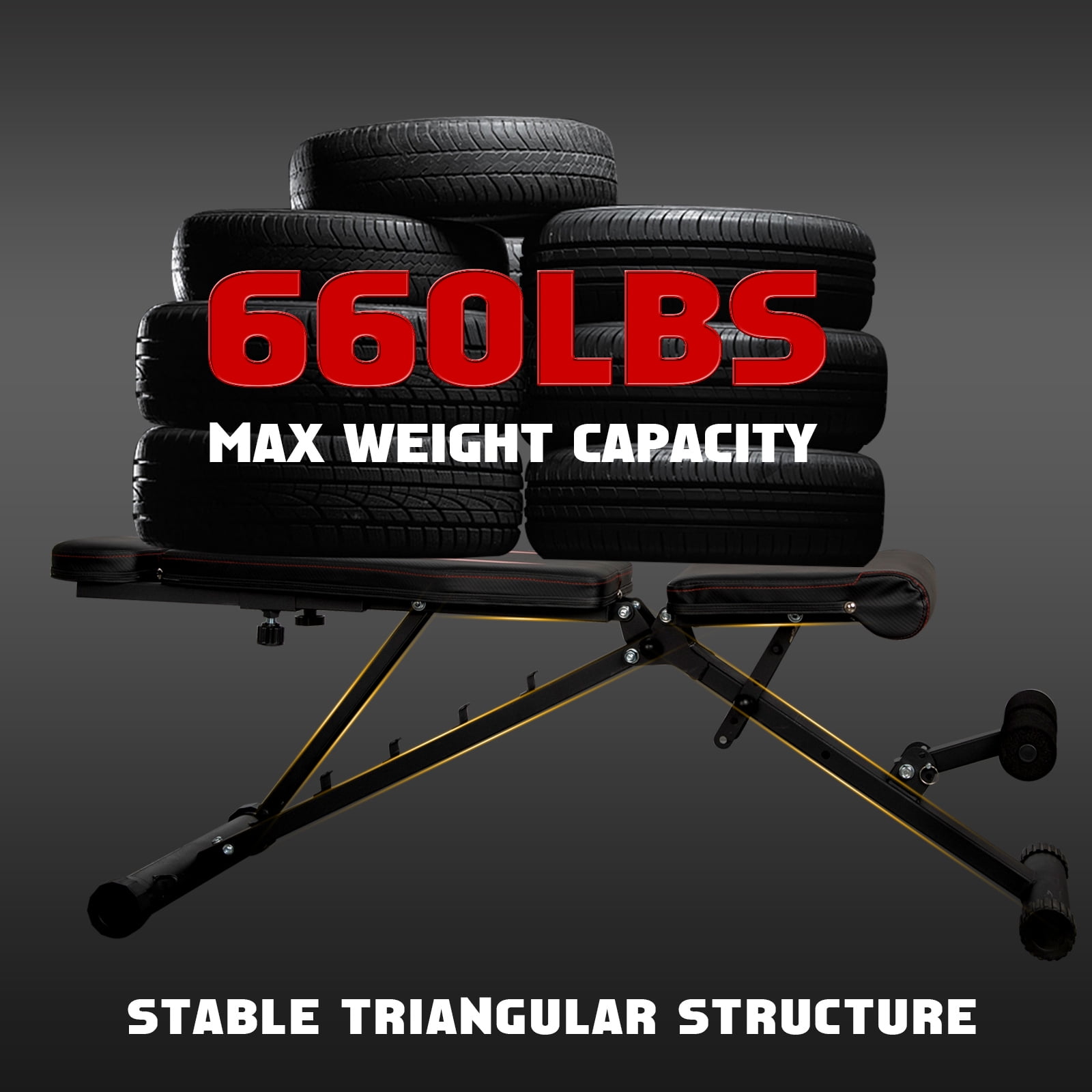 GLFERA Adjustable Weight Bench,660LBS Foldable Olympic Workout Bench for Home Gym with Extendable Head Rest