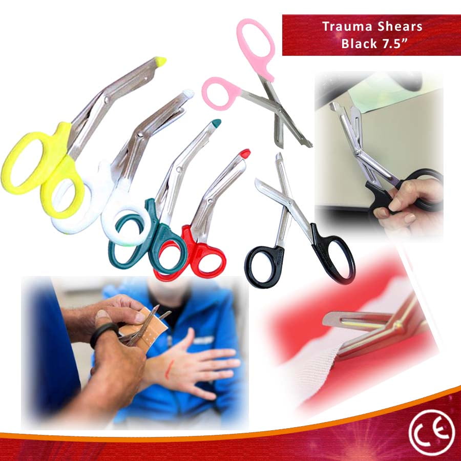 3 Pack Penlight & Medical Scissors- One 8 Inches Patented Trauma Shears Two  LED Pen light with Four Batteries - Bandage Scissor for- Nurse, First Aid