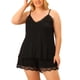 thumbnail image 1 of Pijamas de dormir de talla grande GRACE & GRANDEUR para mujeres, lencería, camisón de encaje, conjunto de pantalones cortos, ropa de noche 1X negro, 1 of 1