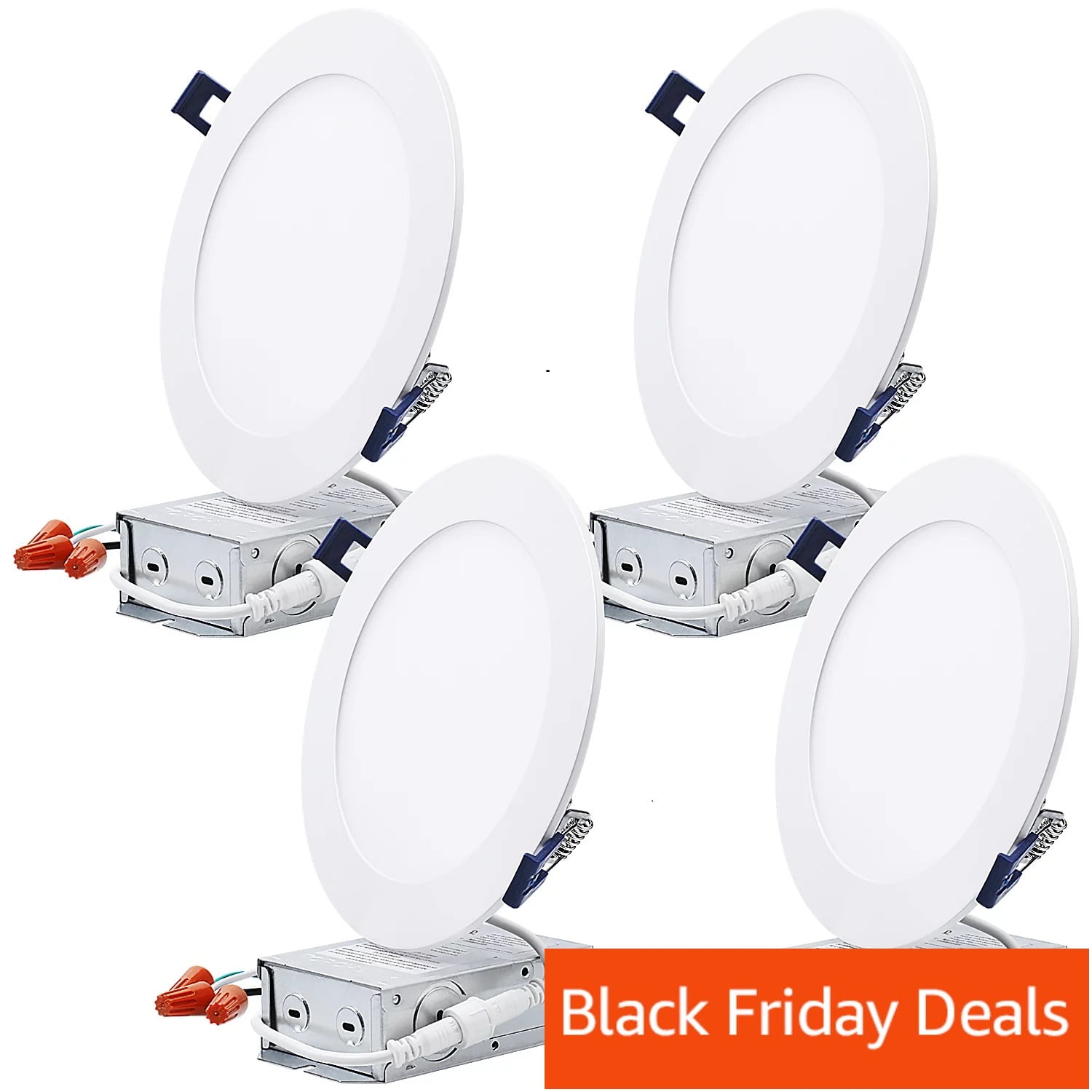 TORCHSTAR 6 Inch Slim LED Recessed Downlight with J-box, 13.5W Dimmable Ultra-Thin Canless Light, ETL & Energy Star Listed, 1000lm, 3000K Warm White, 5-Year Warranty, White, Pack of 4