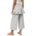 thumbnail image 5 of ITSAME Capris for Girls High Waist Loose Fit Flowy Ruffle Kids Fashion Casual Wide Leg Pants White Size 2T, 5 of 9
