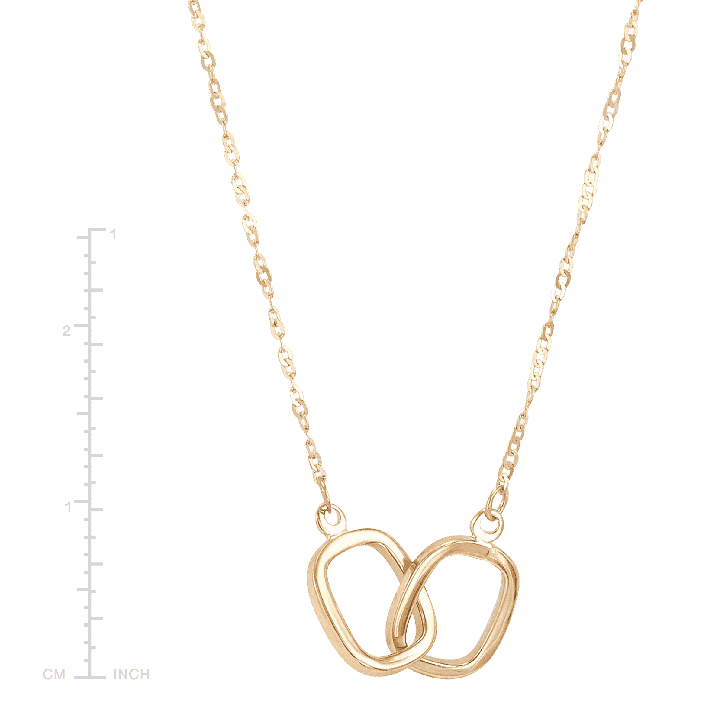 Women's Welry Interlocking Ovals Pendant Necklace in 14kt Yellow Gold, 16" + 2"
