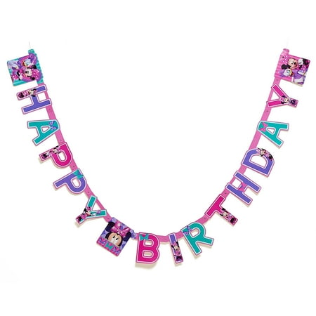 Minnie Mouse Bow Tique Happy Birthday Party Decoration Banner