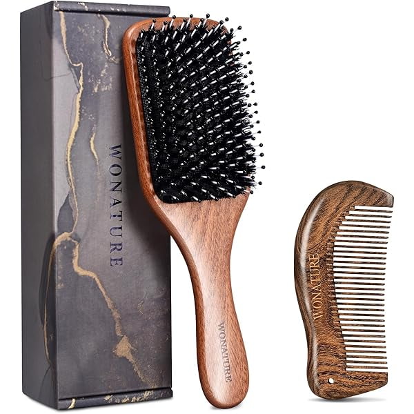 wonima11 Hair Brush Comb Set, Boar Bristle Hair Brushes for Women, Men, Paddle Detangler Hairbrushes for Thick, Curly, Wet or Dry Hair, Detangling Smoothing Massaging, Enhance Shine