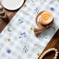 thumbnail image 3 of Easter Table Runner 120 Inches, Spring Rabbits Ears Feet Floral Blue Lattice Bed Runner Dresser Scarves Tabletop for Indoor Outdoor Parties/Ceremony/Banquet, 13"x 120", 3 of 8