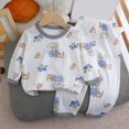 thumbnail image 2 of NOLDARES Toddler Baby Boy Pajama Sets Long Sleeve Top and Pants Soft Cotton Sleepwear 2 Piece Pjs Set for Home Casual 6-24 Months 2t 3t 4t 5t 6t 7t 8t 9t Children,Light Purple,18-24 M, 2 of 4