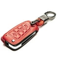 thumbnail image 2 of Vitodeco Genuine Leather Flip Key Fob Case Cover Compatible with Hyundai Accent, Kona, Santa Fe, Tucson, Venue, Sonata, Veloster 2018-2025 (4-Button, Red), 2 of 6