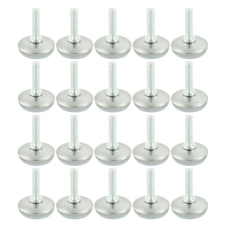 Unique Bargains 20 x Adjustable Thread M8x25mm Leveller Leveling Foot Furniture Glide