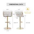 thumbnail image 6 of Tzicr Velvet Bar Stools Set of 2, Luxury Upholstered Bar Chairs with Woven Back & Footrest, Adjustable Counter Height Bar Chairs for Cafe, Pub, Bar Counter (Beige), 6 of 8
