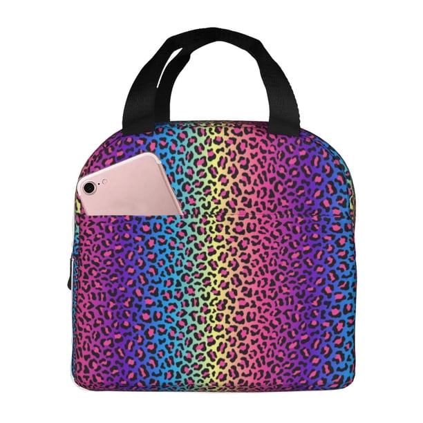 Disketp Leopard Neon Rainbow Gradient Bolsa Térmica para Almuerzo para Hombre y Mujer, Ideal para Trabajo, Senderismo y Picnic