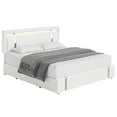 Homfa Queen Size LED Bed Frame with 2 Storage Drawers, Modern Leather