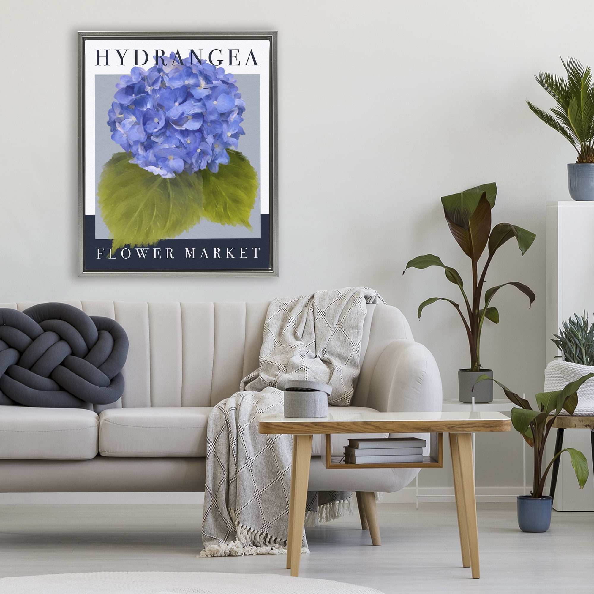 Stupell Industries Hydrangea Flower Market Gray Framed Floater Canvas Wall Art, design by Jennifer Stith