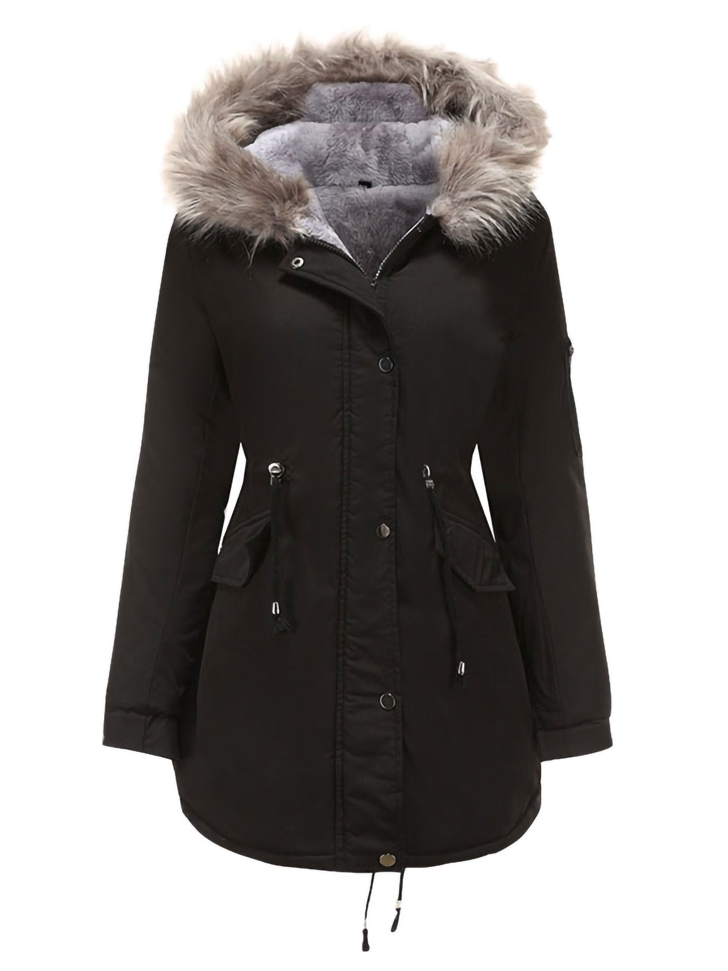 Women Winter  Warm Coat Fur Hooded Parka Thicken Long Overcoat Jacket Outwear 