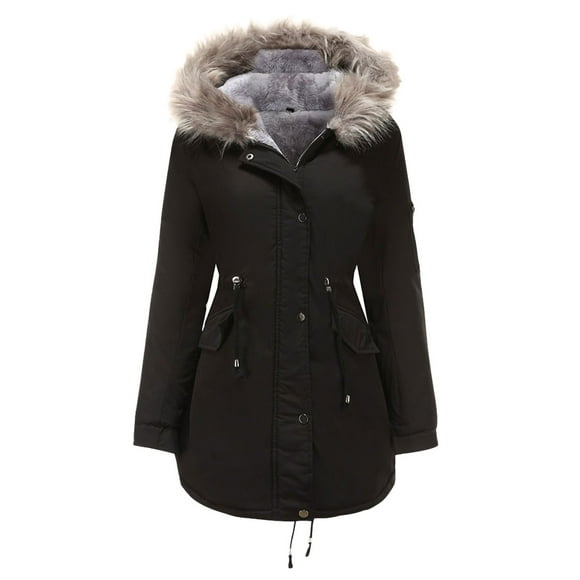 Women Classic Long parka Jacket Coat Winter Thick with Faux Lined Fur Hood Hoodie Fashion Overcoats Trench for Ladies Womens