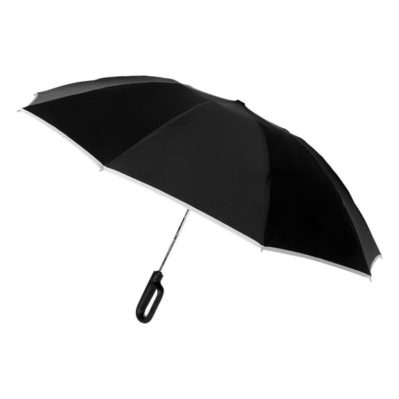 FRCOLOR Umbrella With Carabiner Clip Handle Automatic Large Reverse Umbrellas Reflective Safety Strip For Rain And Sun With Reflective Strip Windproof Travel Umbrella For Men Women
