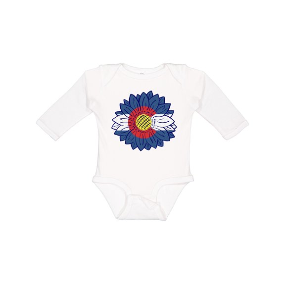 Inktastic Colorado Flag Sunflower Boys or Girls Long Sleeve Baby Bodysuit