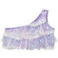 thumbnail image 3 of Rswnyirn Kids Girls Single Shoulder Sparkly Ballet Belly Dance Crop Top Shirt Vest Training Bra Lavender 4, 3 of 5