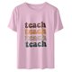 thumbnail image 1 of Jersey suelto para mujer Camiseta de manga corta con cuello redondo y estampado del día del maestro Camiseta de manga corta con cuello redondo/Camisa Pompotops hfajkhk140978, 1 of 7