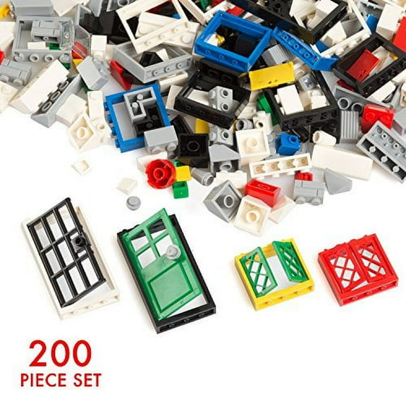 Barcaloo 200 Piece Window, Door, and Roof Set - Building Brick Compatible Play Kit
