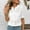 White, variant on New Summer Arrivals Olyvenn Womens Summer Lace Tops Short Puff Sleeve Casual Dressy Blouses Eyelet Crew Neck Button Down Shirts Beige S
