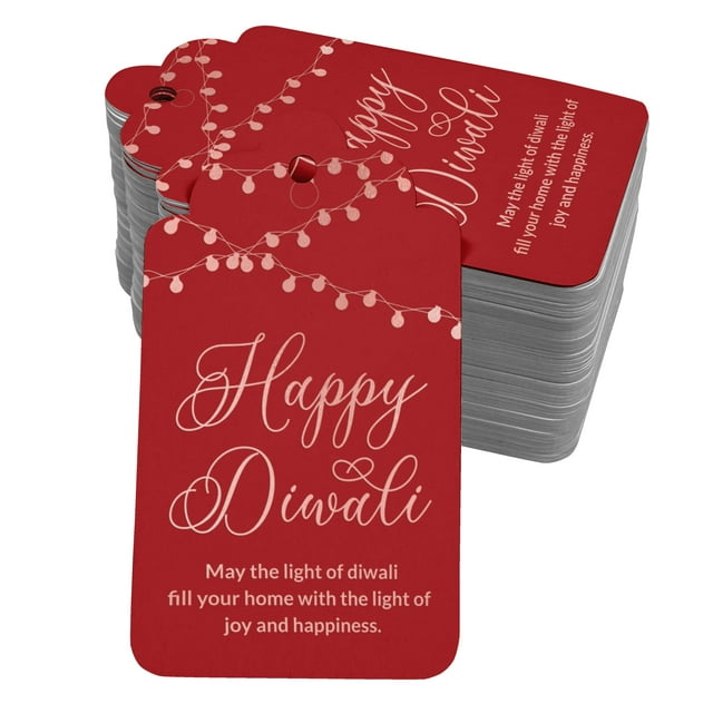 Inkdotpot 100 Pack Real Rose Gold Foil Paper Tags Happy Diwali Favor Hang Tag