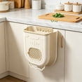 thumbnail image 2 of Sentmoon Trash Bin Trashcan Wall Mounted Household Foldable Trash Can Kitchen Folding Trash Can Hanging Plastic Telescopic Storage Bin, 2 of 7