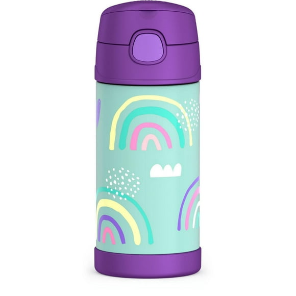 Thermos Funtainer 12 Oz Vacuum Insulated Straw Bottle, Rainbows