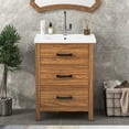 thumbnail image 5 of Harper & Bright Designs 24'' Bathroom Vanity with Ceramic Basin Sink, Modern Bathroom Vanity Storage Cabinet with 3 Drawers, Natural Wood, 5 of 16