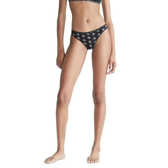 Calvin Klein Women's CK One Cotton Singles Bikini Underwear Standard Logo Black, Medium