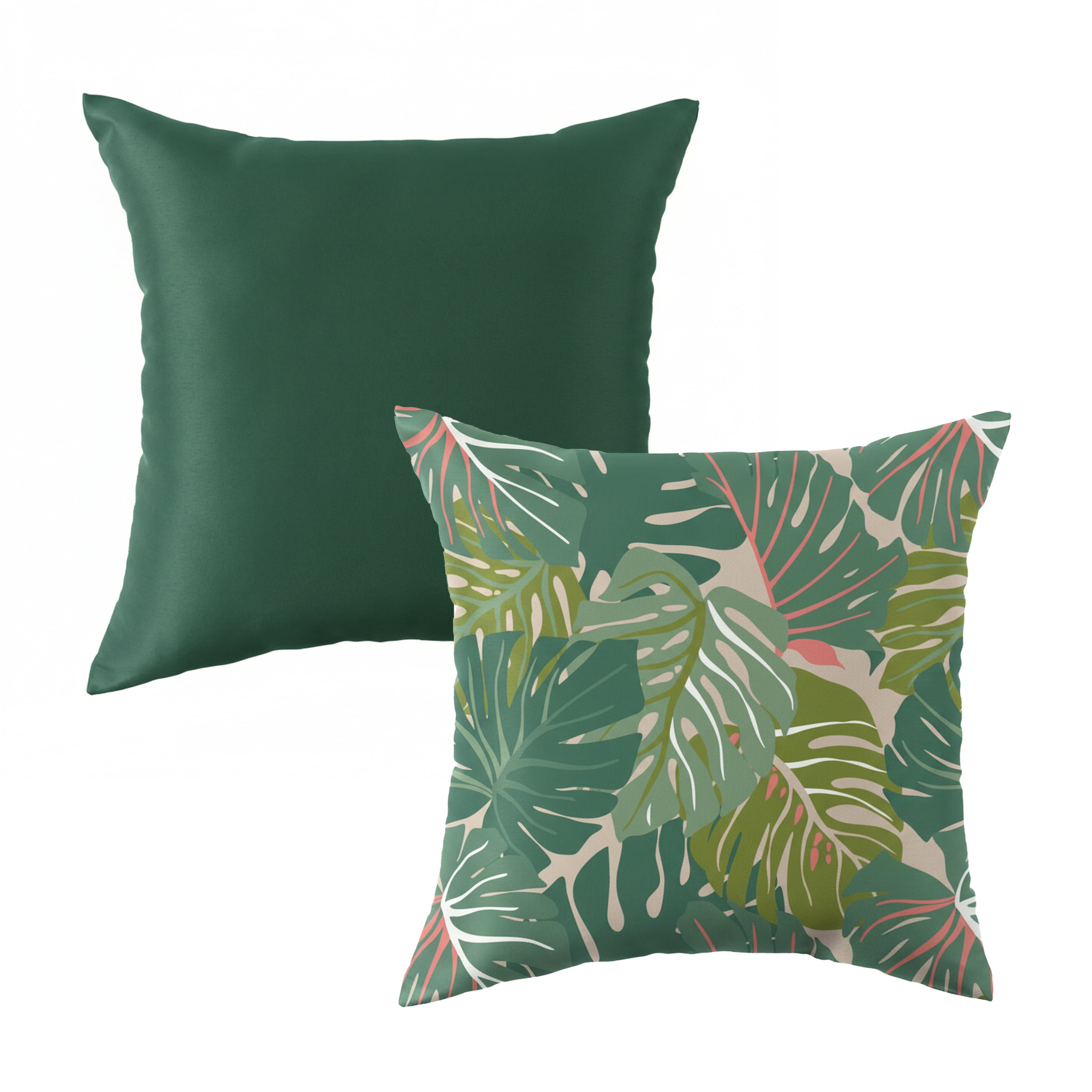 Mainstays 16 in x 16 in Tropical Monstera Outdoor Pillow, Green
