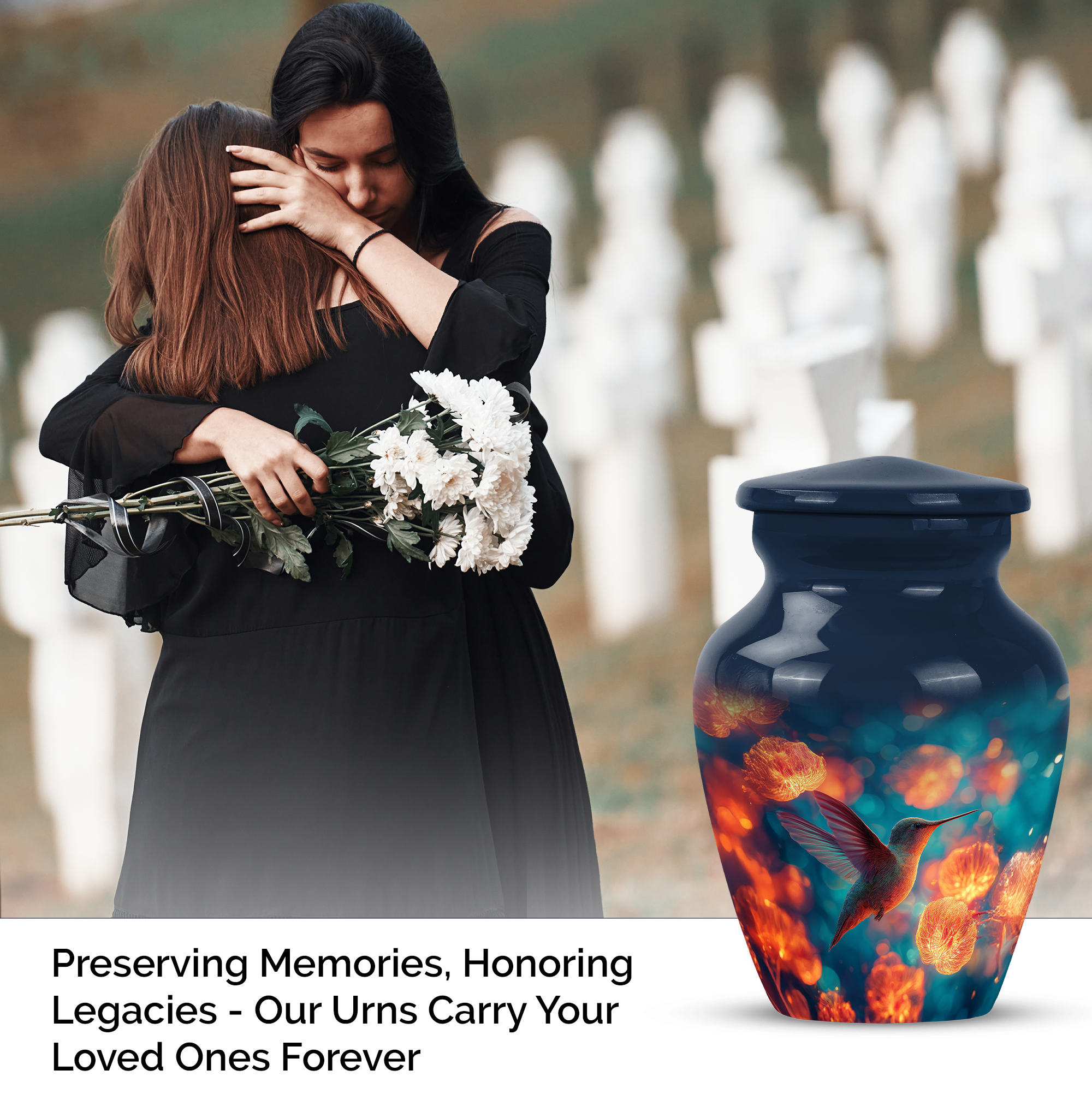 Humming Bird Burial Urns For Male - Orange Keepsake Cremation Urn For Ashes For Women - Tiny Flower Urn For Mom - Blue Decorative Urns For Human Ashes 3 Inch