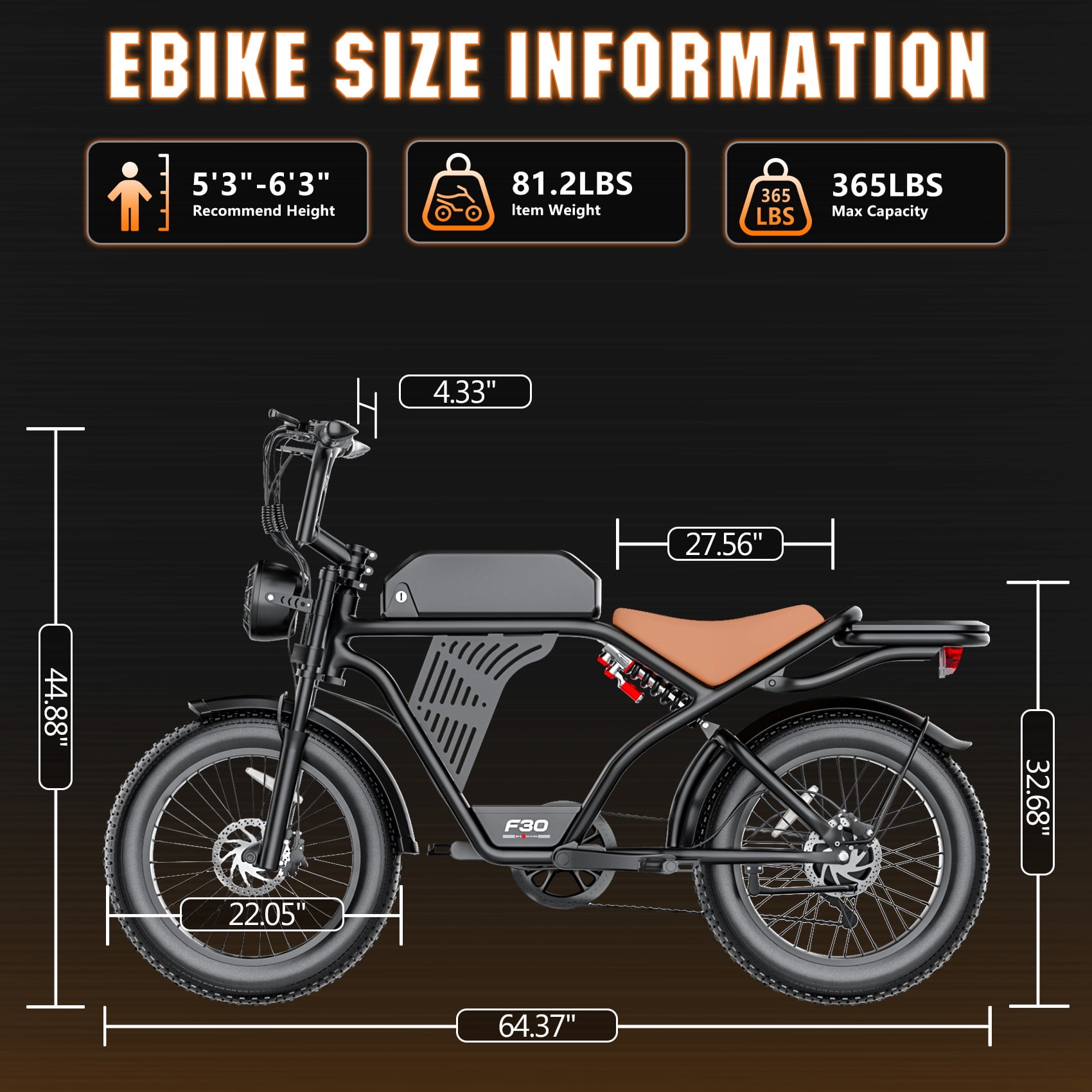 PostJoy F30 2500W Electric Bike, 48V20Ah Battery up to 50 Miles 7-Speed All-Terrain, 20-inch Fat Tire Full Suspension, off-Road Dirt Mountain Bike UL2849 Certified