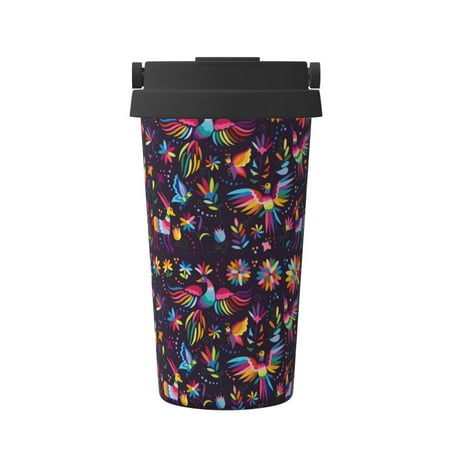 

KLL Mexican Flowers Birds Pattern Stainless Steel Vacuum Insulated Tumbler - Carry Insulated Coffee Mug - Reusable Insulated Cold Brew Iced Coffee Cup Thermos