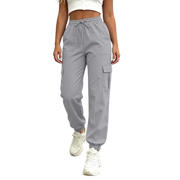 Szhihuiw Joggers for Women Drawstring High Waisted Cargo Pants Casual Womens Trousers with Pockets Fall Clothes
