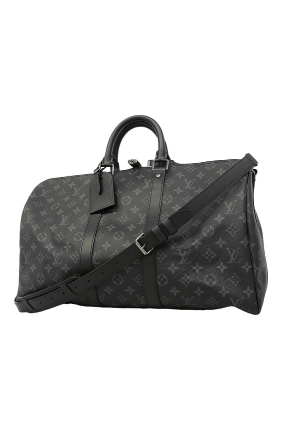 Pre-Owned Louis Vuitton Bag - Boston Monogram Eclipse Keepall Bandoulire 45 M40569 Black Men's