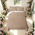 thumbnail image 2 of Manfei Modern Brown Checkered Twin Quilt Set,Geometric Check Twin Coverlet Set,2 Pieces,1 Bedspread and 1 Pillowcase, 2 of 7