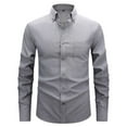 thumbnail image 4 of Handshe Men's Oxford Shirt, Solid Color with Button-Down Collar and Button Pocket, Long Sleeve Breathable Lightweight for Casual, Daily Wear and Office, 4 of 6